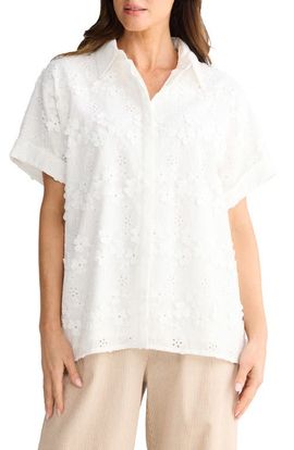 Brave+True Brave+True Felicity Floral Appliqué Cotton Blend Broderie Anglaise Button-Up Shirt