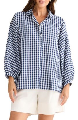 Brave+True Brave+True Monty Gingham Balloon Sleeve Button-Up Shirt