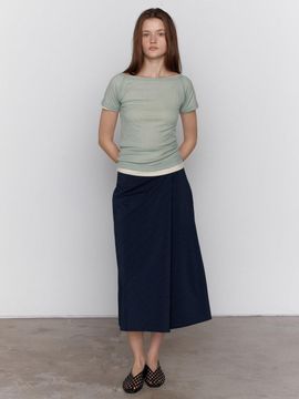 BRENDABRENDEN SEOUL Stripe Wrap Skirt [Navy]
