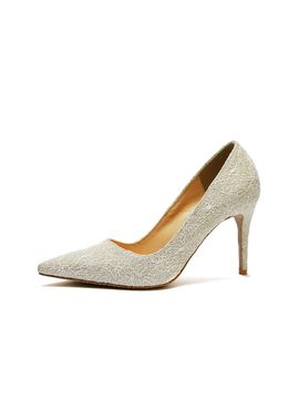 BRIANA Briana Stiletto Heels_White Glitter Mesh