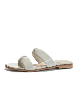 BRIANA Double Ribbon Leather Cushioned Sliders [WHITE]