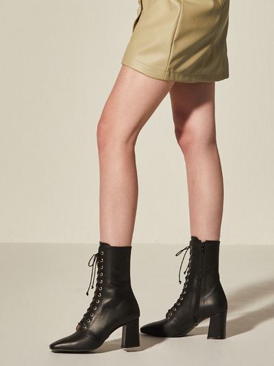 BRIANA Lace-up Half Boots_Black