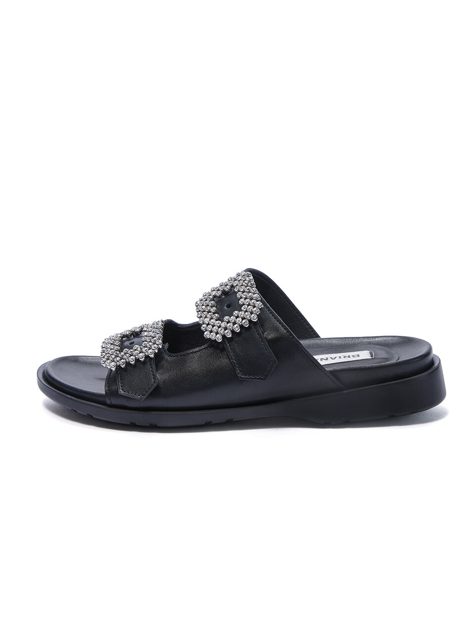 BRIANA Square Crystal Slippers_Black