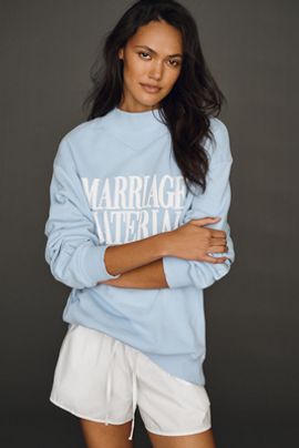 BRIDEMERCH Marriage Material Cotton Mockneck Sweatshirt