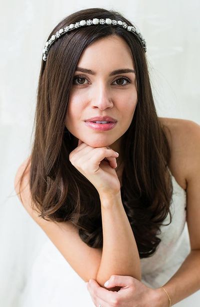 Brides & Hairpins Brides & Hairpins Parthena Crystal & Imitation Pearl Crown (Nordstrom Exclusive)