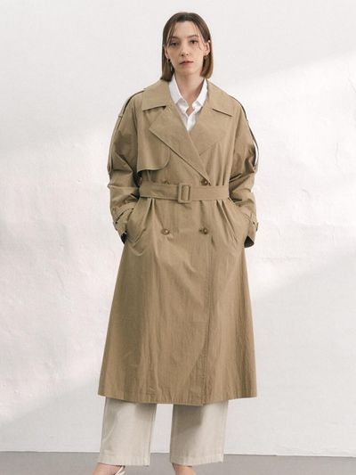 BRILLE MONTHS Classic Long Trench Jacket [Beige]