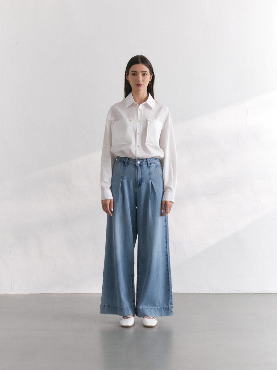 BRILLE MONTHS Maxi wide denim pants [light blue]