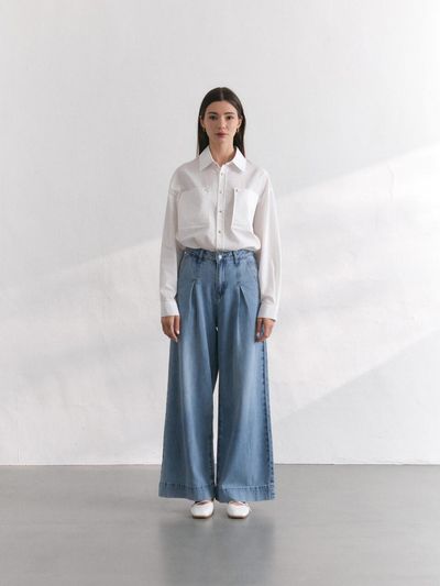 BRILLE MONTHS Maxi wide denim pants [light blue]