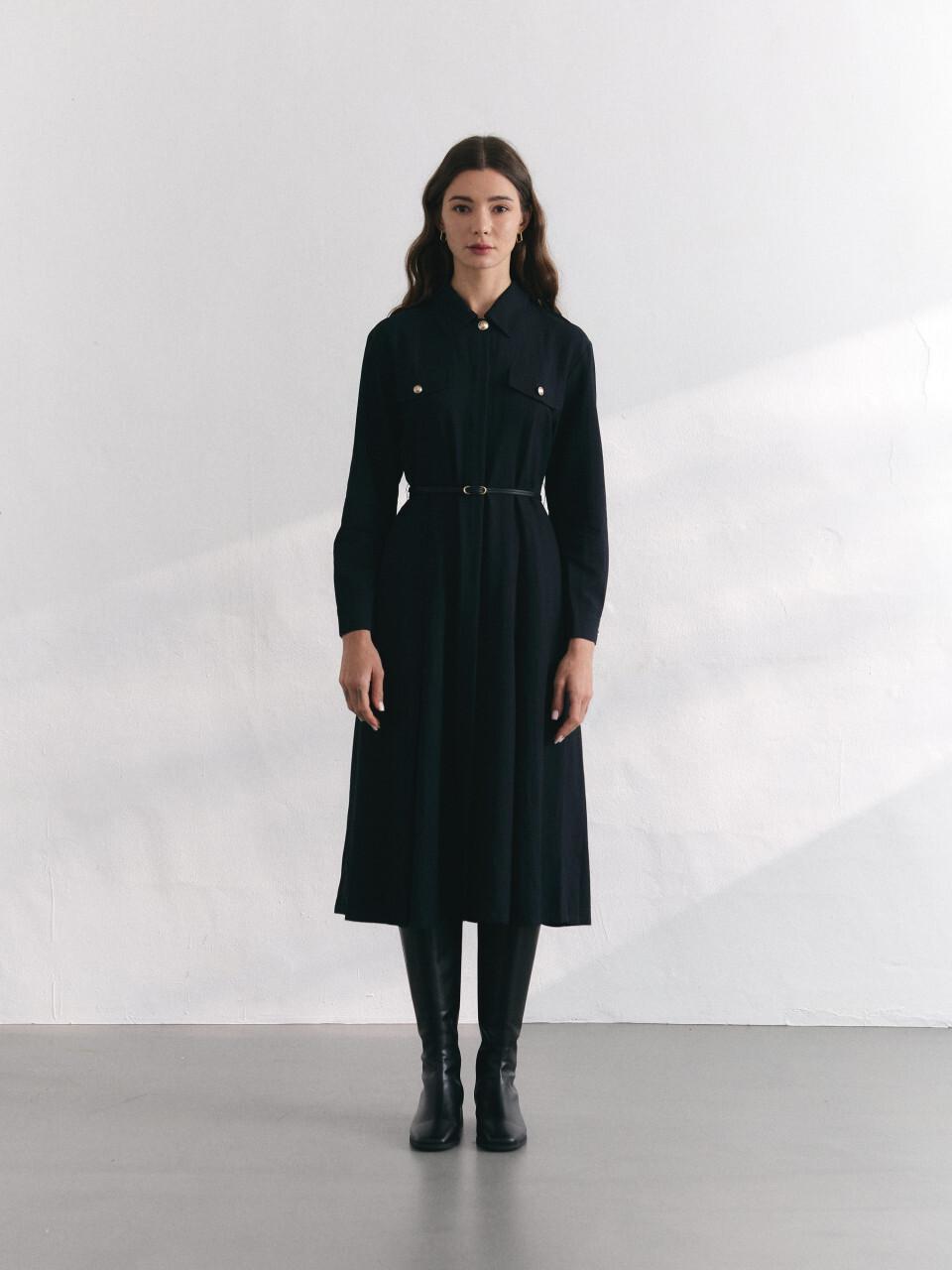 BRILLE MONTHS Trench belt dress [Dark Navy]
