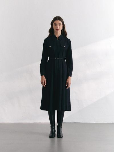 BRILLE MONTHS Trench belt dress [Dark Navy]