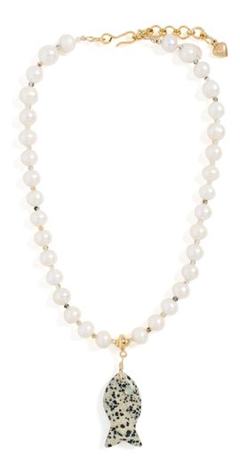 Brinker + Eliza Brinker + Eliza Bluefin Necklace Pearl/Dalmatian Jasper One