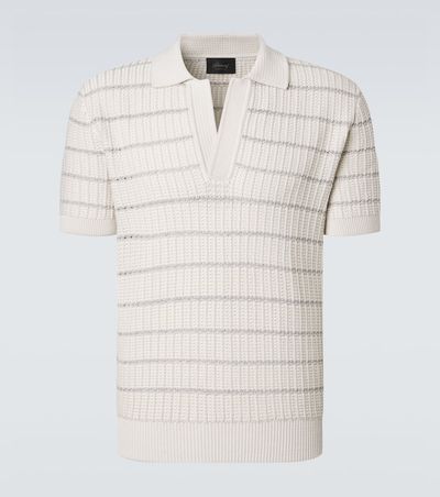Brioni Brioni Embroidered cotton and linen polo shirt