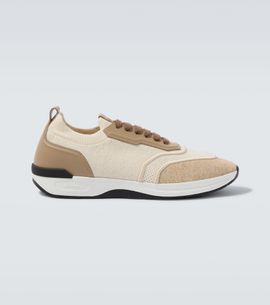Brioni Brioni Leather-trimmed sneakers
