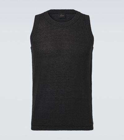 Brioni Brioni Ribbed-knit cotton, linen, and silk tank top