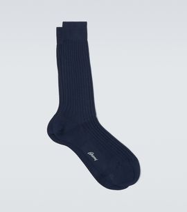 Brioni Brioni Ribbed-knit cotton socks