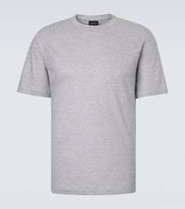 Brioni Brioni Striped linen and cotton T-shirt