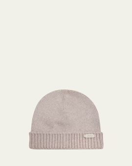 Brioni Men's Cashmere Knit Logo-Patch Beanie