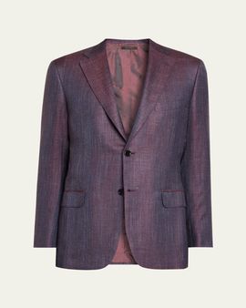 Brioni Men's Chevron Cashmere Single-Breasted Sport Coat