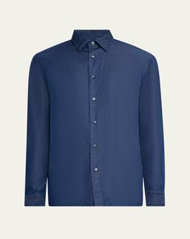 Brioni Men's Cotton Denim Casual Button-Down Shirt