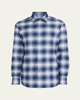 Brioni Men's Cotton Flannel Check Sport Shirt