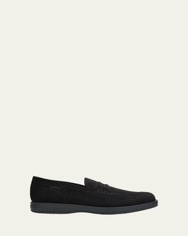 Brioni Men's Journey Suede Rubber-Sole Penny Loafers