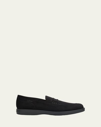 Brioni Men's Journey Suede Rubber-Sole Penny Loafers