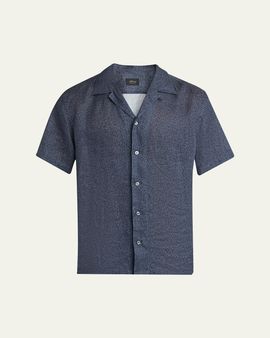Brioni Men's Linen Pines-Print Camp Shirt