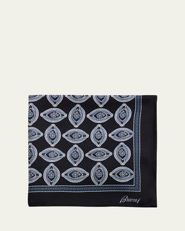 Brioni Men's Medallion Silk Pocket Square