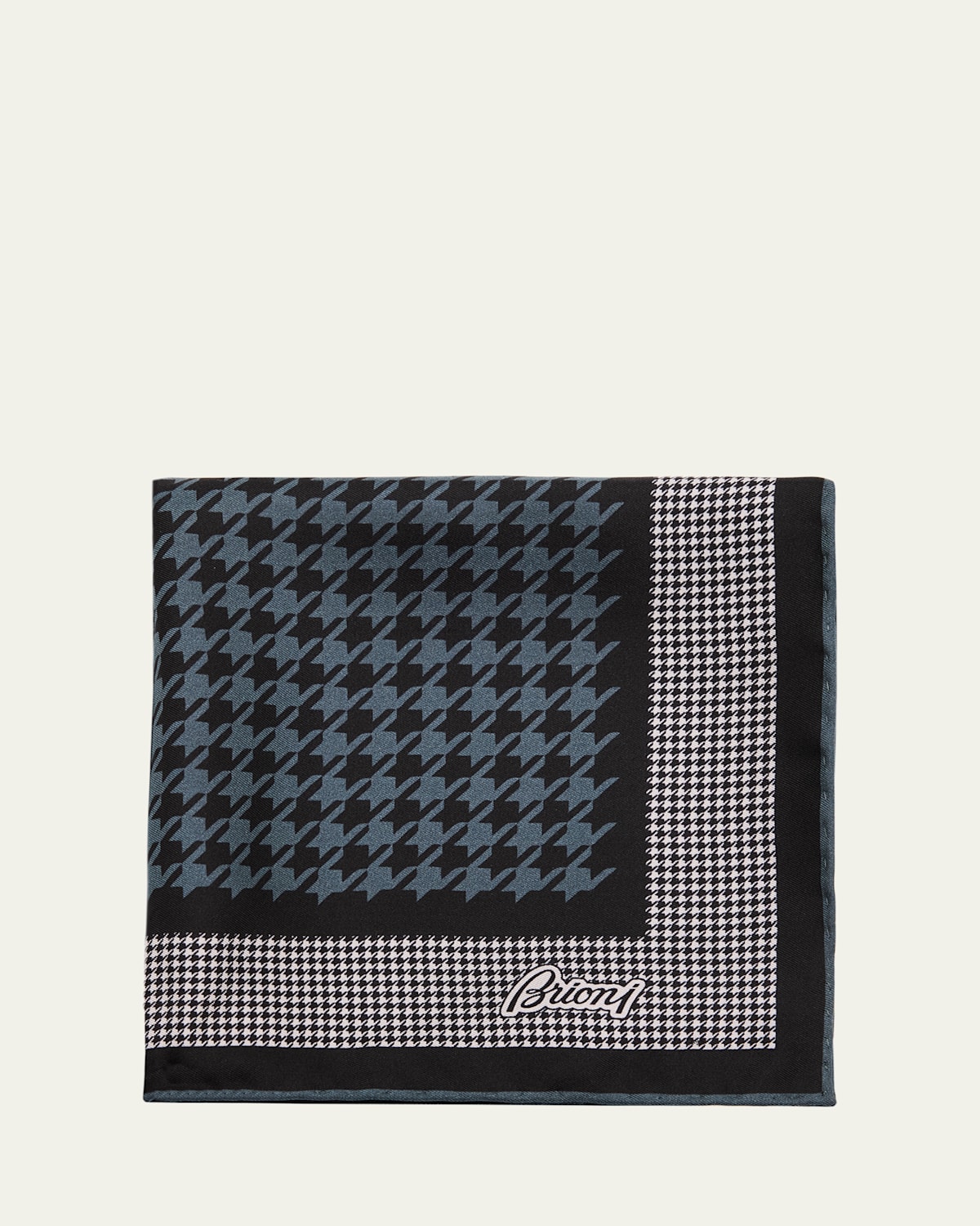 Brioni Men's Mixed Houndstooth Silk Pocket Square