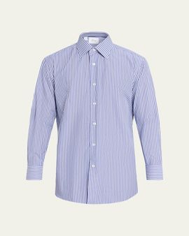Brioni Men's Pinstripe Cotton Sport Shirt