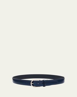 Brioni Men's Round-Buckle Leather Belt