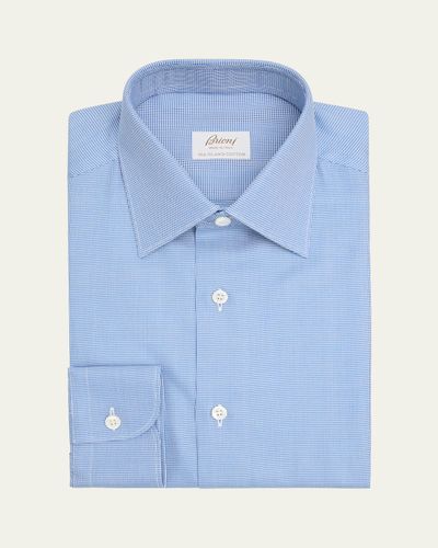 Brioni Men's Sea Island Cotton Micro-Houndstooth Dress Shirt