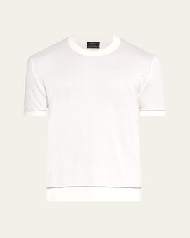 Brioni Men's Sea Island Cotton Short-Sleeve Crewneck Sweater