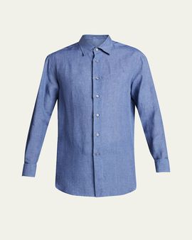 Brioni Men's Solid Linen Sport Shirt