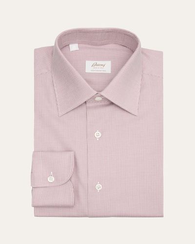 Brioni Men's Ventiquattro Cotton Micro-Houndstooth Dress Shirt