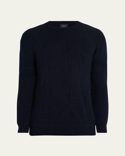 Brioni Men's Wool and Cashmere Cable Knit Crewneck Sweater