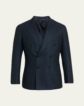 Brioni Men's Wool Herringbone Double-Breasted Sport Coat