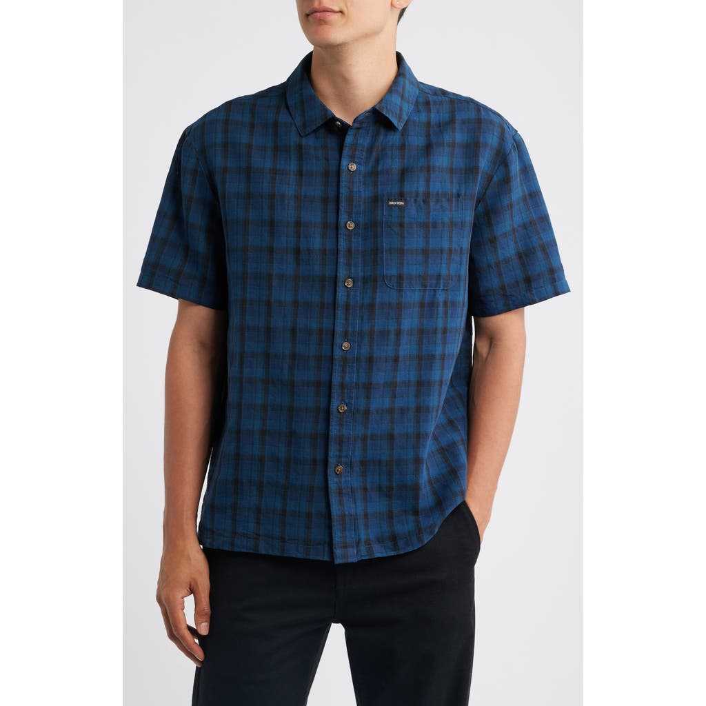 Brixton Brixton Cru Plaid Linen Blend Short Sleeve Shirt