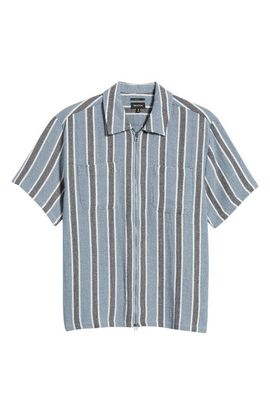 Brixton Brixton Dexter Textured Striped Zip Shirt