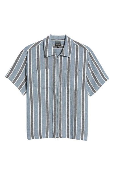 Brixton Brixton Dexter Textured Striped Zip Shirt