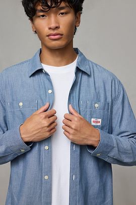 Brixton Brixton Trademark Long Sleeve Work Shirt in Blue, Men's at Urban Outfitters