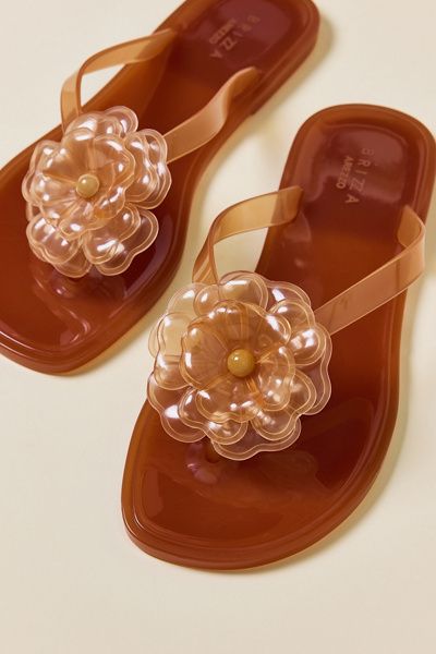 Brizza Arezzo Brizza Arezzo Flower Jelly Sandals in Orange, Women's at Urban Outfitters