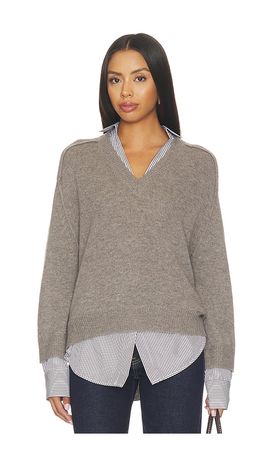 Brochu Walker Brochu Walker V-neck Printed Layered Pullover Sweater