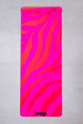 Brogi Yoga Brogi Yoga Hot Pink Zebra Rubber Yoga Mat in Pink at Urban Outfitters