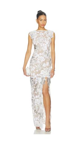 bronx and banco mademoiselle fit & flare dress Metallic Lace Off-Shoulder Black Sheath Midi Dress main image 1
