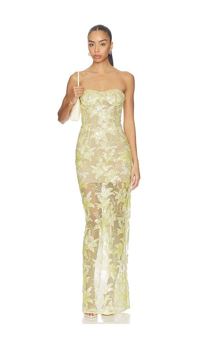 Bronx and Banco Bronx and Banco Daffodil Sequin Dahlia Strapless Maxi Dress