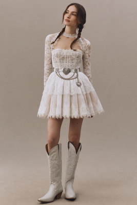 bronx and banco lace mini dress with gloves Black Lace Gloves XS/S