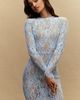 Bronx and Banco Long-Sleeve Fitted Lace Gown - 7