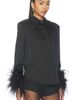 Bronx Banco Bronx Banco Button Down Blouse With Feather Cuffs - 2