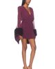 Bronx Banco Bronx Banco Chiffon & Faux Fur Long Sleeve Vneck Mini Dress - 2